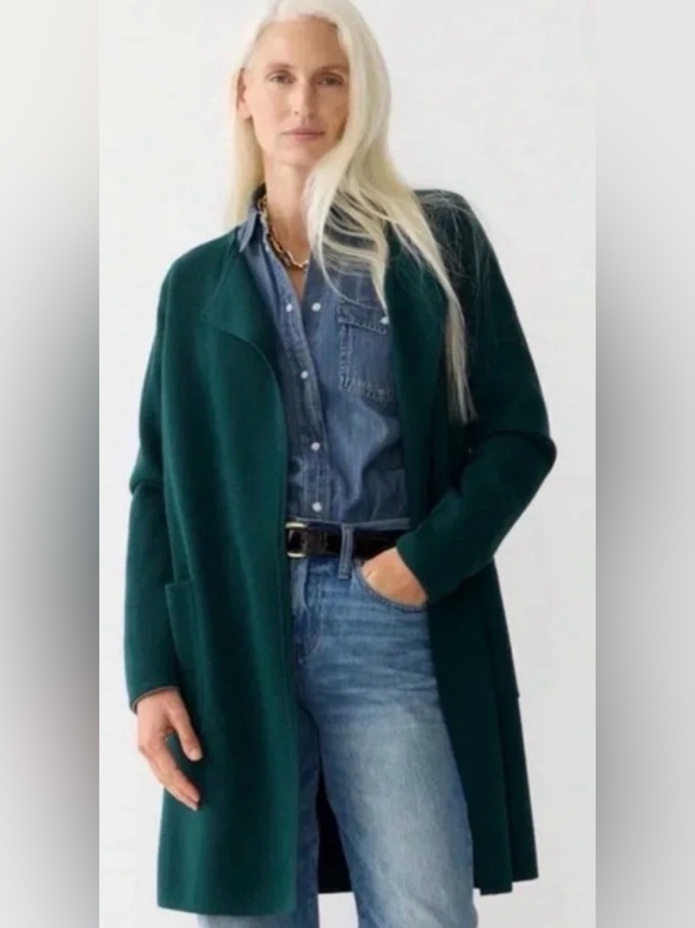 NWT J.Crew Juliette Collarless Sweater Blazer Green S